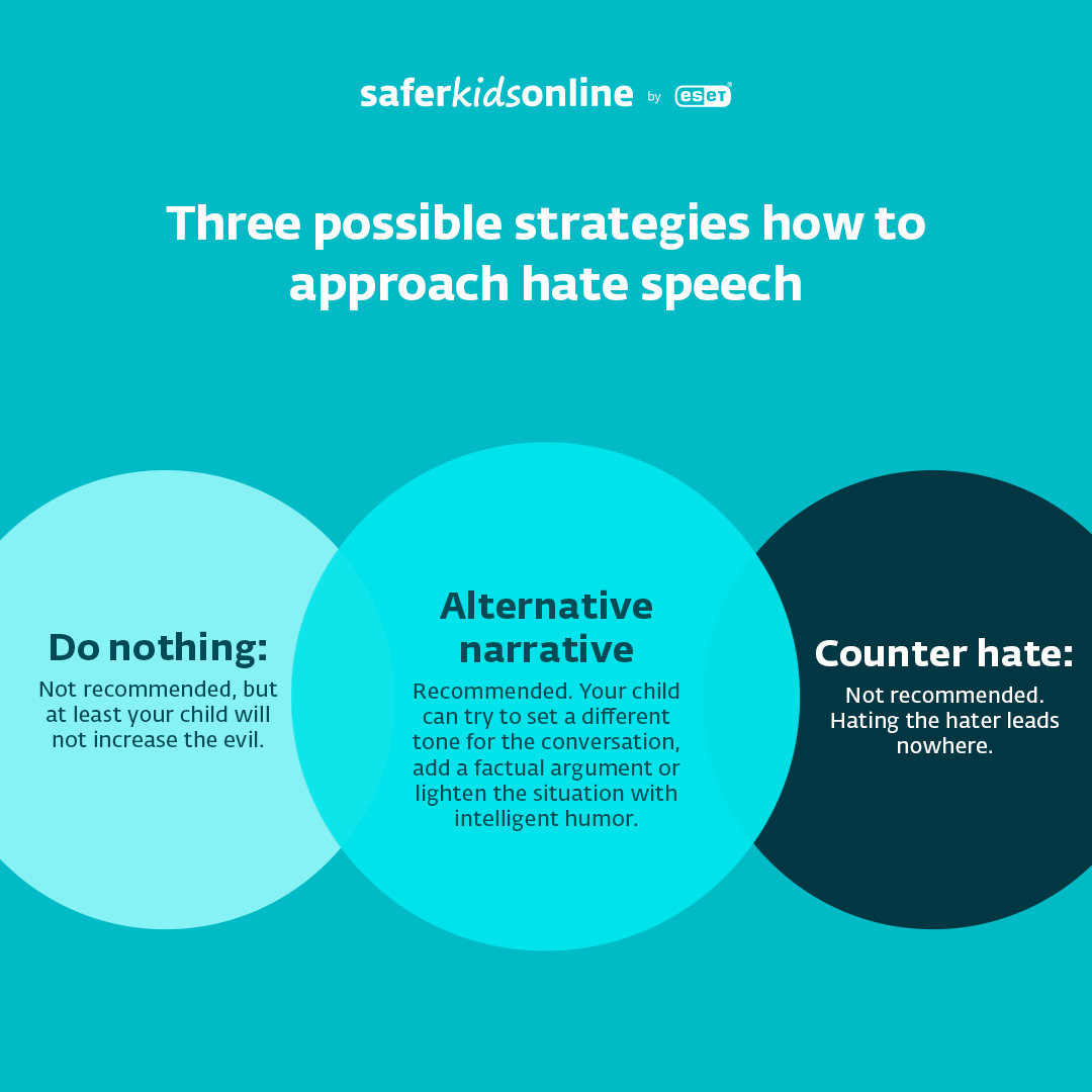 Three possible strategies for dealing with hate speech: